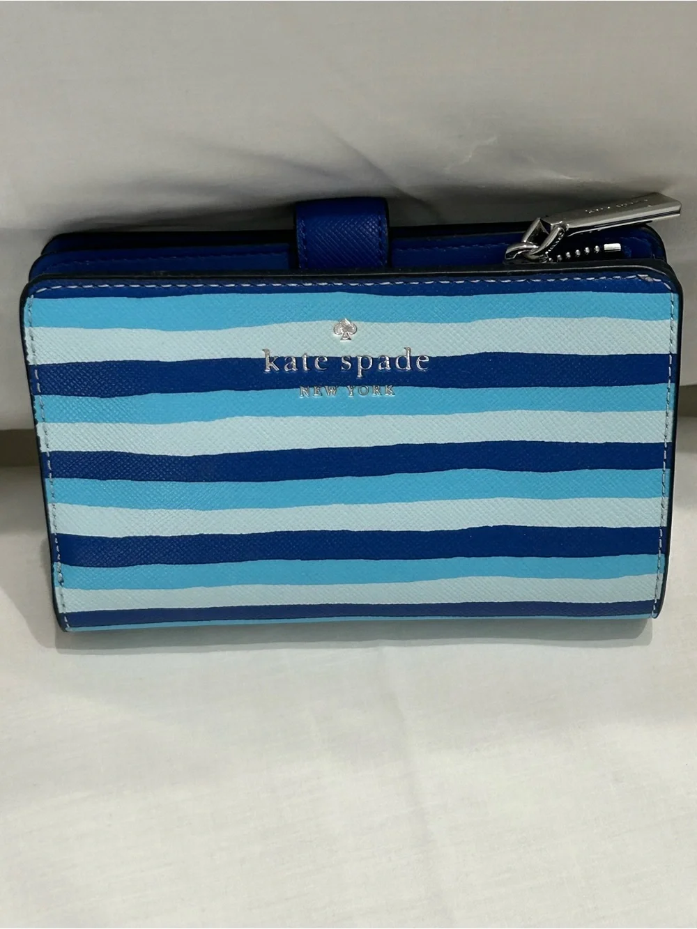 kate spade Blue Multi-Stripe Compact Wallet
